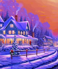 Snow Covered Christmas House Paint By Number