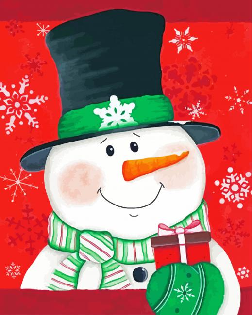 Christmas Snow Man paint by numbers