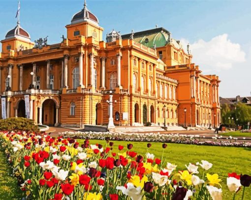Croatian National Theatre in Zagreb paint by numbers