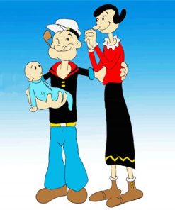 Cute Popeye and Olive paint by numbers