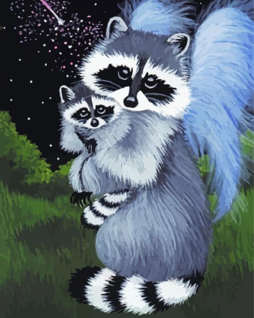 Cute Raccoons Art Paint By Number