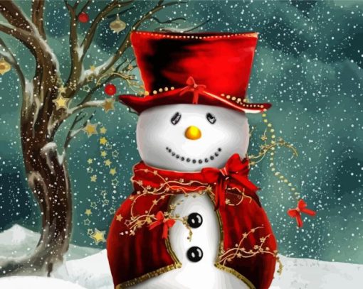 Cute Snow man paint by numbers