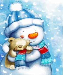 Cute Snowman and Teddy Bear paint by numbers