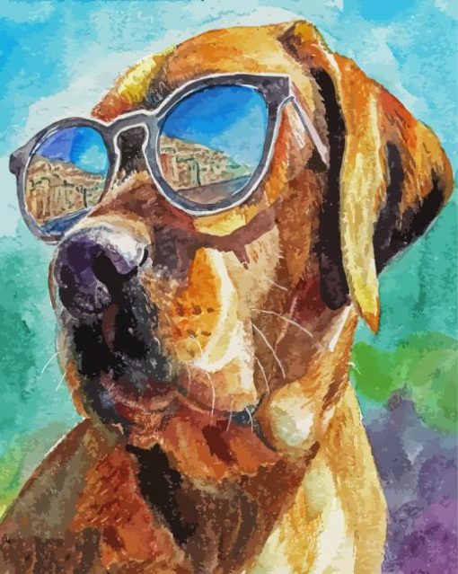 Dog Wearing Glasses Paint By Number