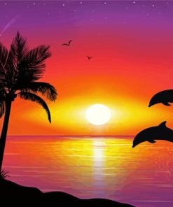 Dolphin in Sunset paint by numbers