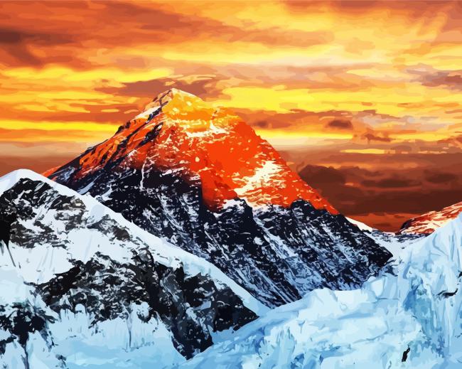 Everest Mountain At Sunset paint by numbers