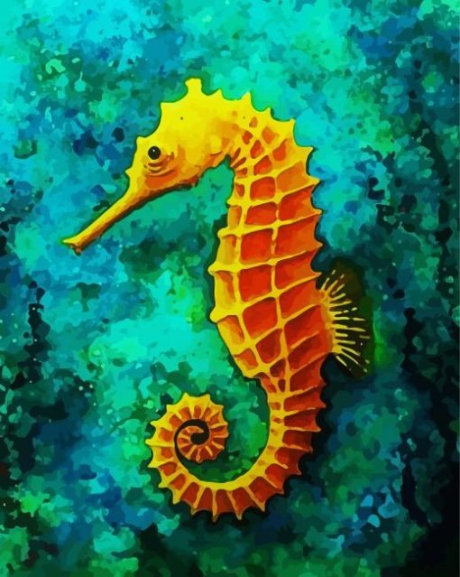 Golden Seahorse paint by numbers
