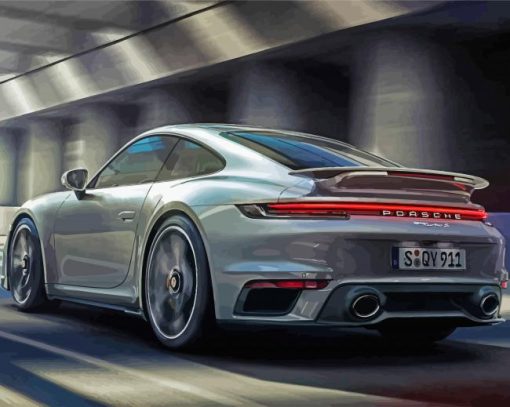 Grey Porsche 911 paint by numbers