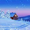 House Snow Winter Landscape paint by numbers