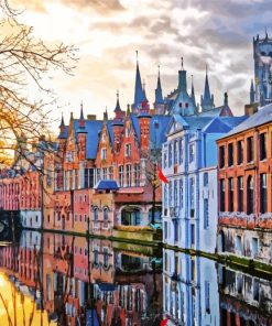 Houses At Sunset In Bruges Paint By Number