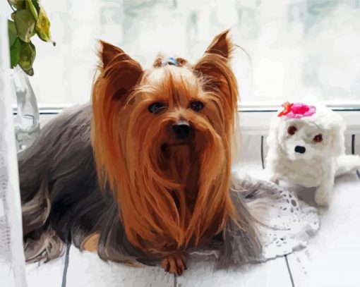 Long Hair Yorkshire Terrier and Dog Doll paint by numbers