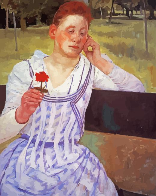 Mary Cassatt Woman With A Red Zinnia Paint By Number