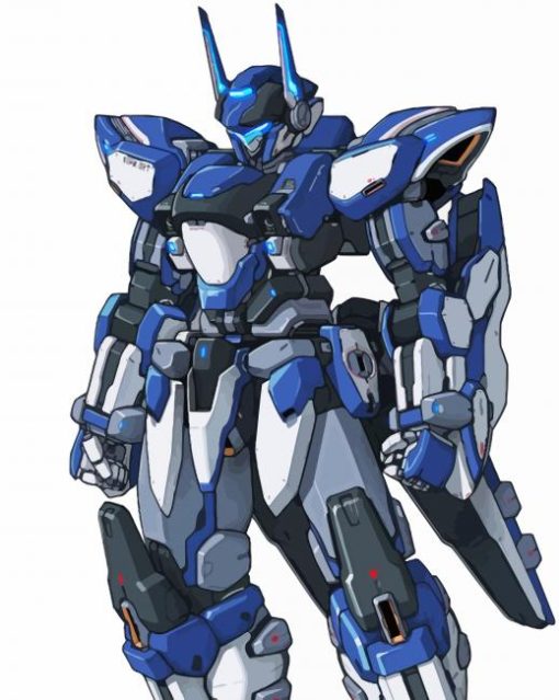 Mecha Blue Robot Paint By Number