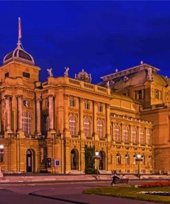 National Theatre Zagreb at Night paint by numbers