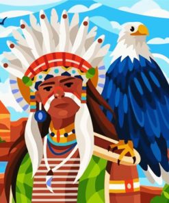 Native Man And Eagle Paint By Number