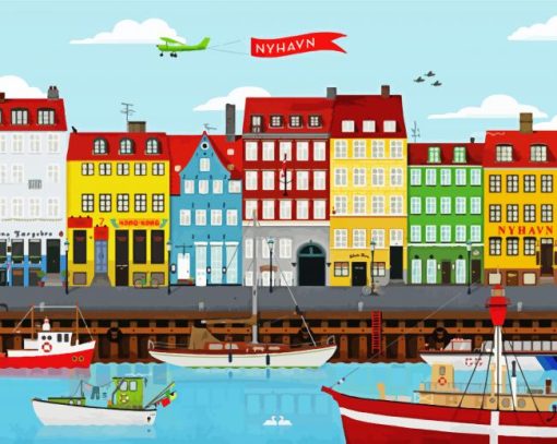 Nyhavn Copenhagen paint by numbers