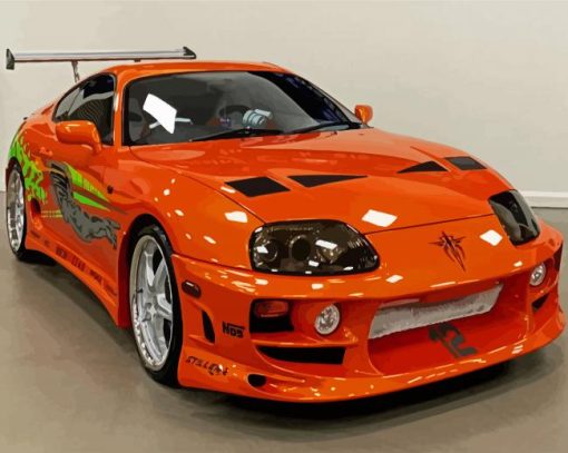 Orange Toyota Supra Mark IV paint by numbers