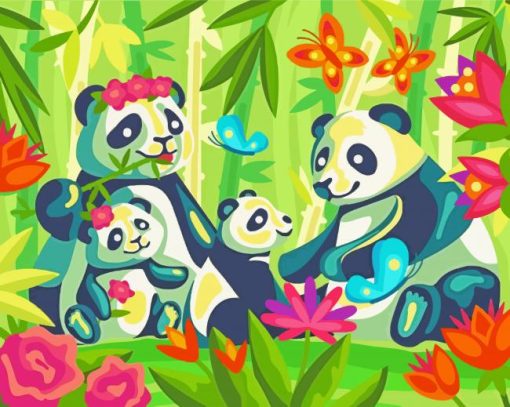 Panda Family paint by numbers