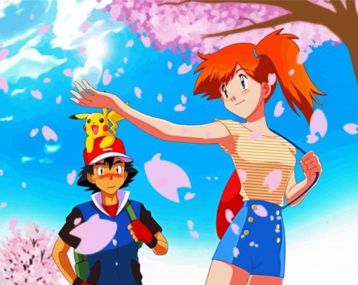 Ash Misty And Pikatchu Paint By Number