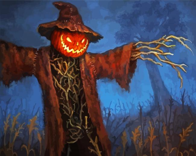 Pumpkin Head Scarecrow Paint By Number