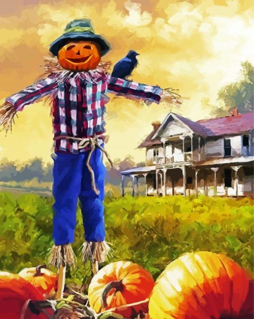 Pumpkin Patch Scare Crow Paint By Number