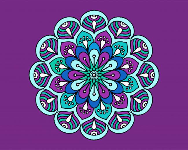 Purple and Blue Mandala paint by numbers