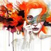 Red Head Splatter Lady Paint By Number