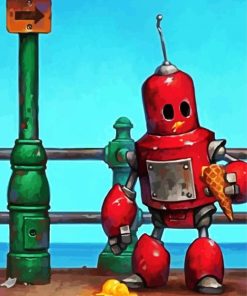 Red Robot Paint By Number