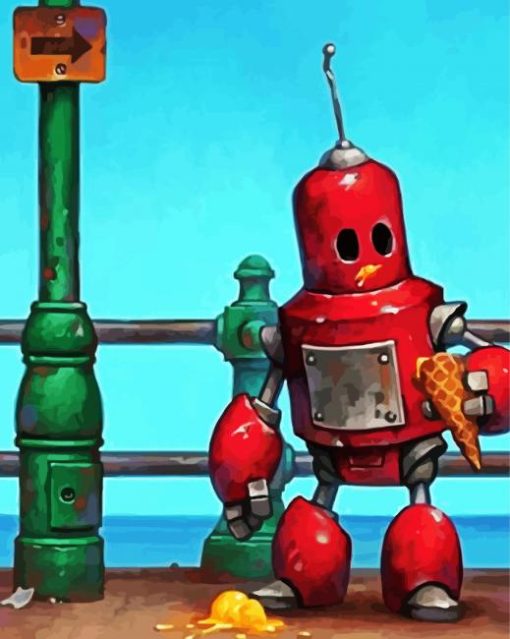 Red Robot Paint By Number