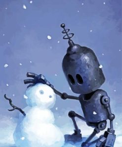 Robot And Snowman Paint By Number