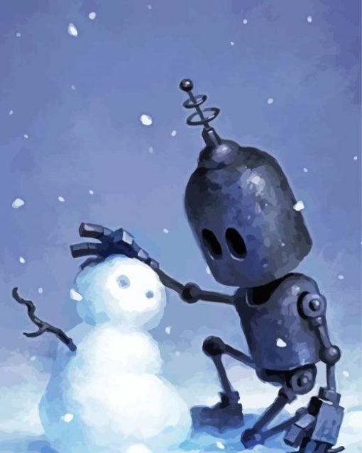 Robot And Snowman Paint By Number