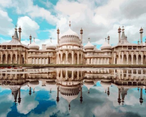 Royal Pavilion Brighton Water Reflection paint by numbers