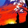 Samurai Silhouette Sunset paint by numbers
