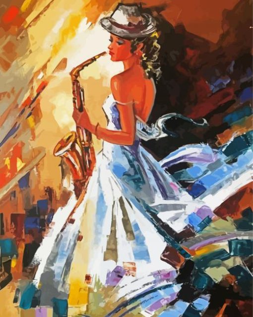 Saxophone Lady paint by numbers