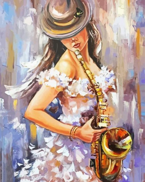 Saxophone Woman paint by numbers