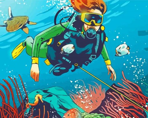 Scuba Diver paint by numbers