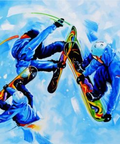 Snow Skateboarders paint by numbers