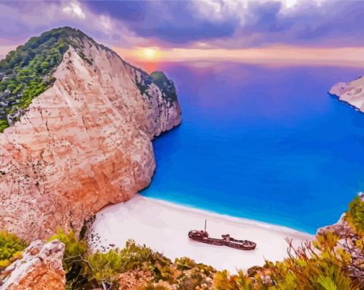Sunset Navagio Zakynthos paint by numbers