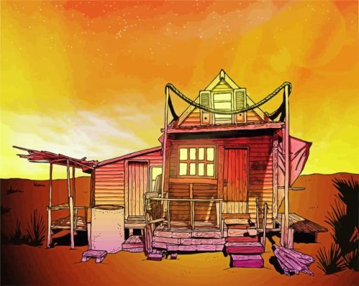 Sunset Beach Shack Paint By Number