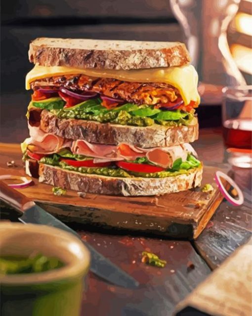 Tasty Toast Sandwich Paint By Number