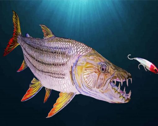 Underwater Tigerfish Fishing paint by numbers