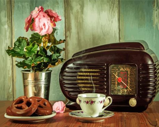 Vintage Coffee and Radio paint by numbers