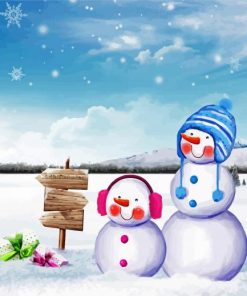 Winter Snowman paint by numbers