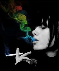 Woman Smoking Colorful Smoke paint by numbers