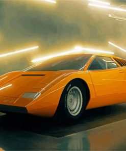 Yellow Lamborghini Countach paint by numbers
