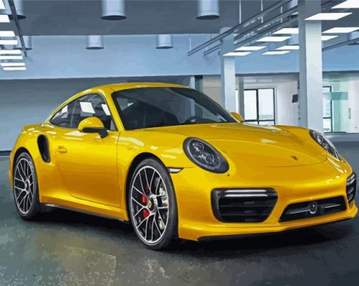 Yellow Porsche 911 paint by numbers