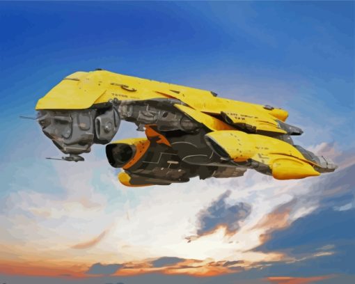Yellow Spaceship Paint By Number