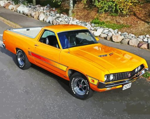 Yellow Ford Ranchero Classical Car Paint By Number