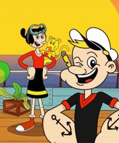 Young Popeye and Olive paint by numbers