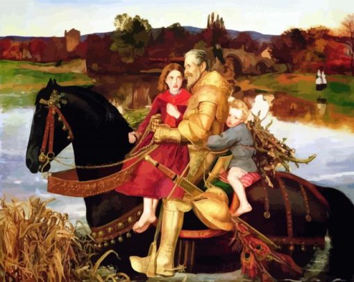 A Dream of the Past Sir Isumbras at the Ford by John Everett Millais paint by numbers
